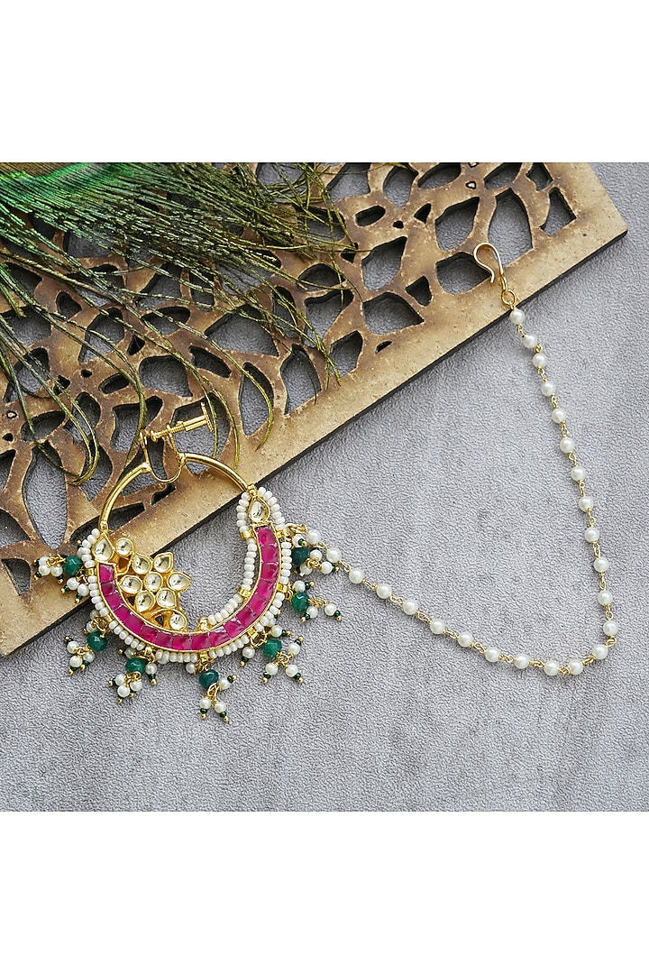 Gold Plated Red Onyx Nath by Aura Trends at Pernia's Pop Up Shop