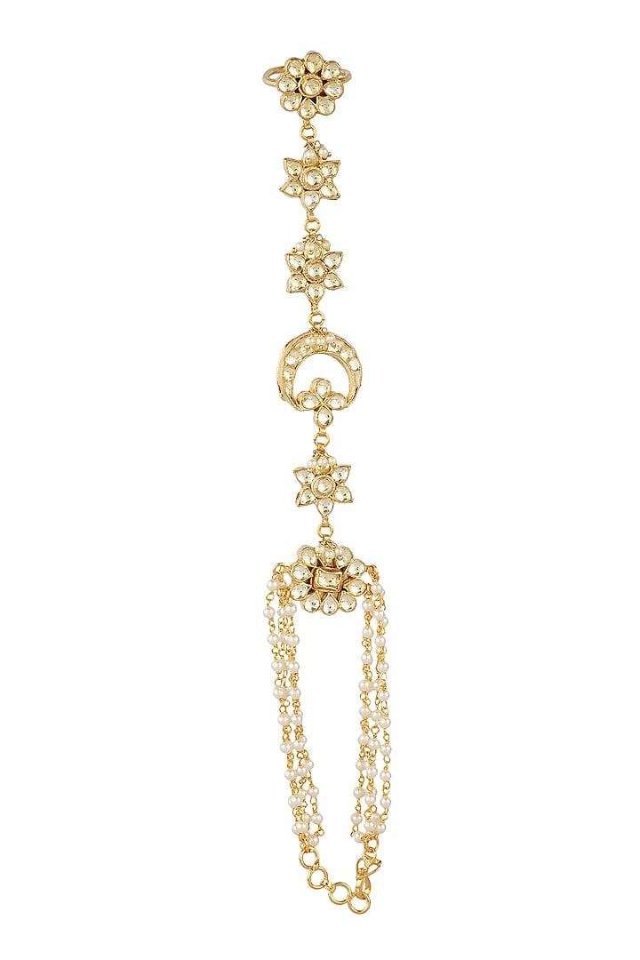 Gold Plated Kundan Hathphool by Aura Trends at Pernia's Pop Up Shop