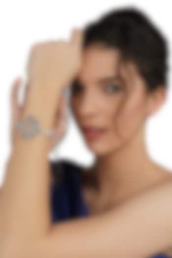 Silver Finish Bracelet With Green Diamonds by Auraa Trends at Pernia's Pop Up Shop