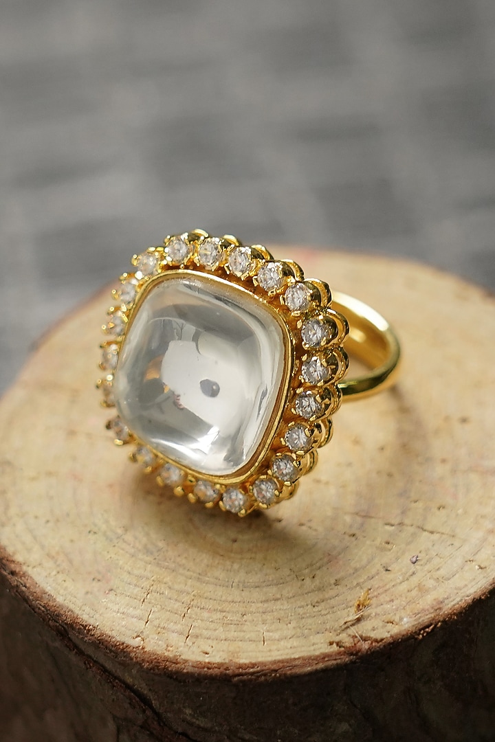 Gold Plated Kundan Polki Ring by Aura Trends at Pernia's Pop Up Shop