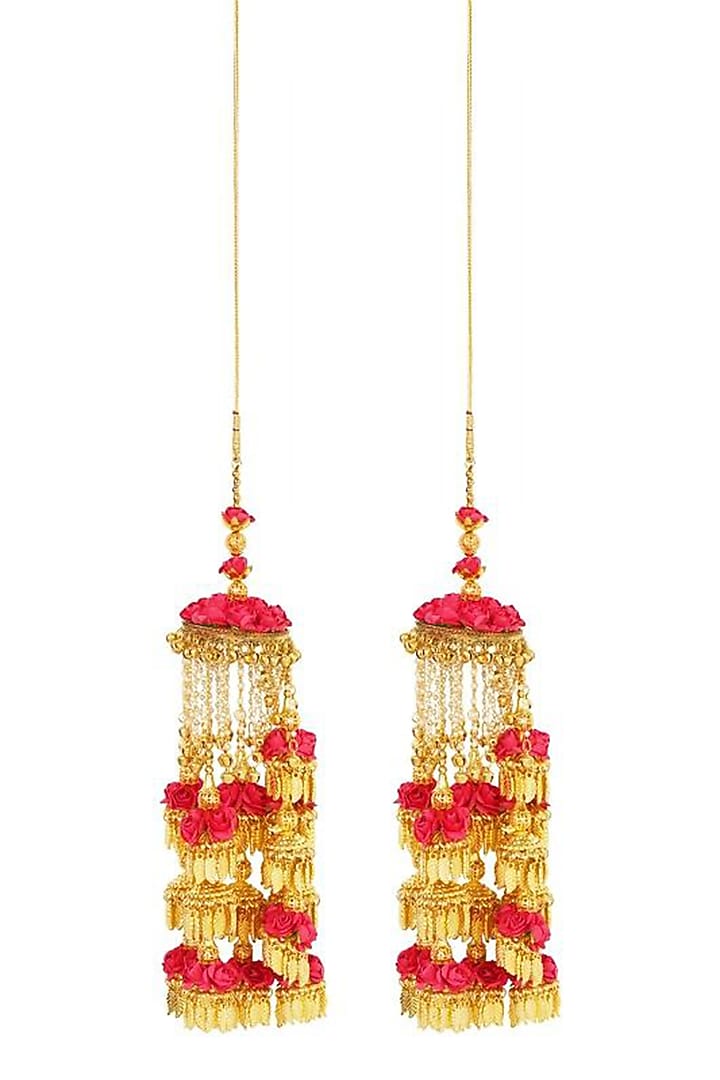 Gold Finish Pearl & Ghungroo Kaleeras by Aura Trends at Pernia's Pop Up Shop