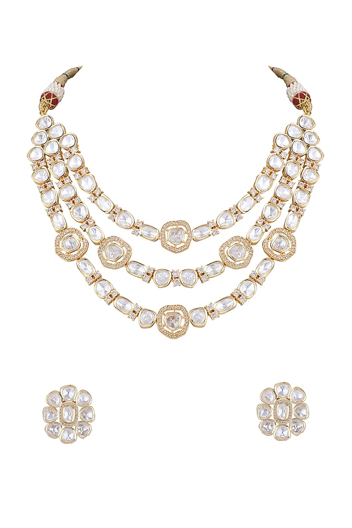 Gold Plated Kundan Polki Necklace Set by Aura Trends at Pernia's Pop Up Shop