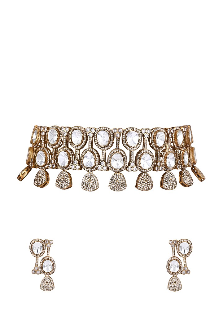 Gold Plated Kundan Polki Necklace Set by Aura Trends at Pernia's Pop Up Shop