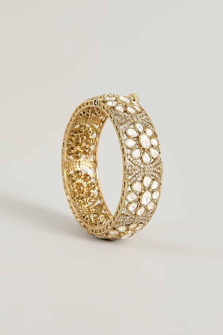 Two Tone Finish Kundan Polki Bangles (Set Of 2) by Aura Trends at Pernia's Pop Up Shop