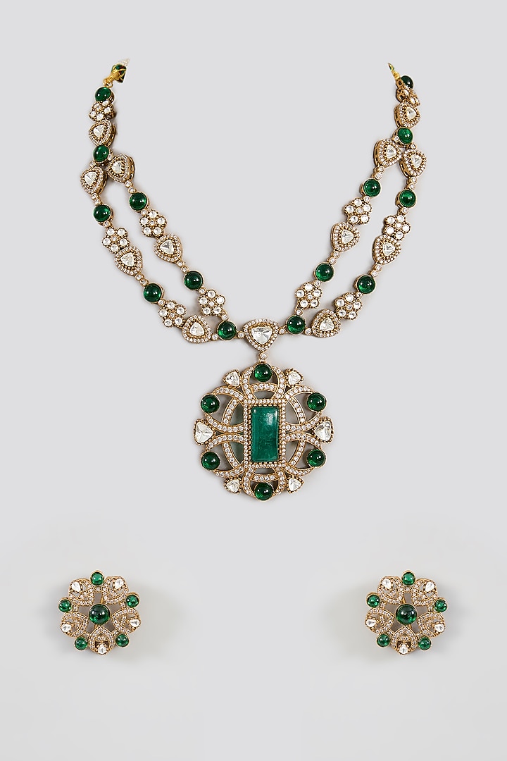 Two Tone Finish Zircon Necklace Set by Aura Trends at Pernia's Pop Up Shop
