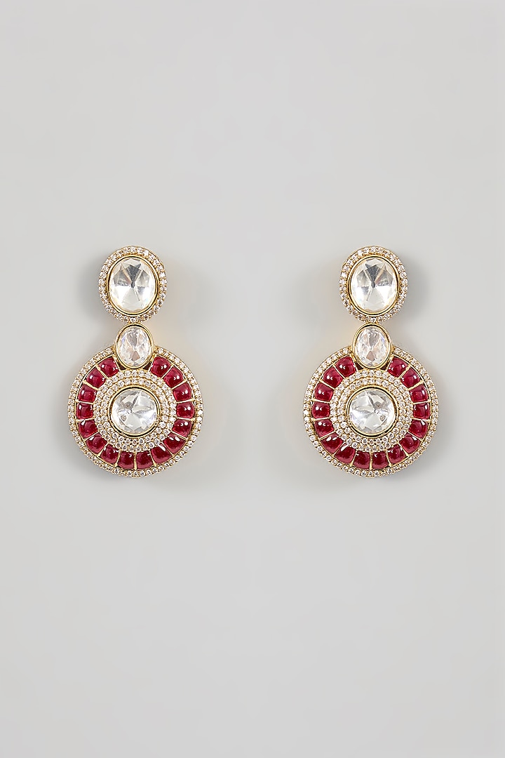 Gold Finish Kundan Polki Necklace Set by Aura Trends at Pernia's Pop Up Shop