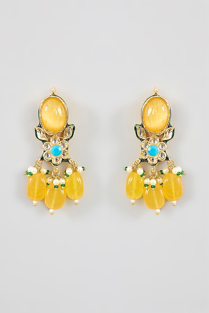 Gold Finish Kundan Polki Necklace Set by Aura Trends at Pernia's Pop Up Shop