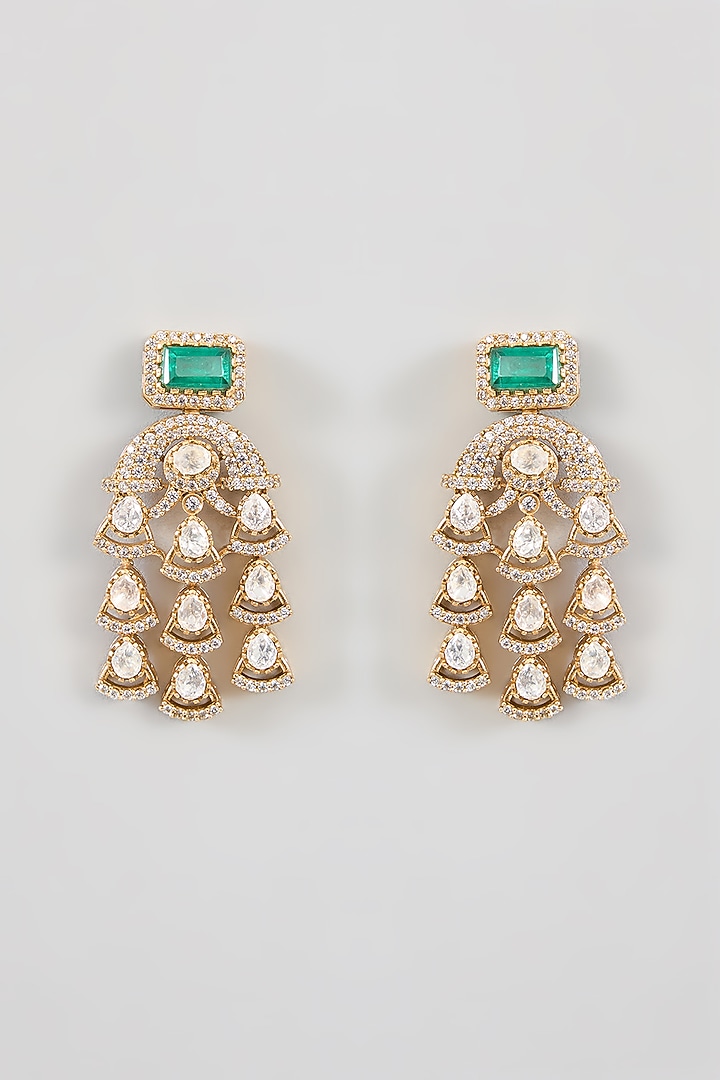 White Finish Green Zircon Necklace Set by Aura Trends at Pernia's Pop Up Shop