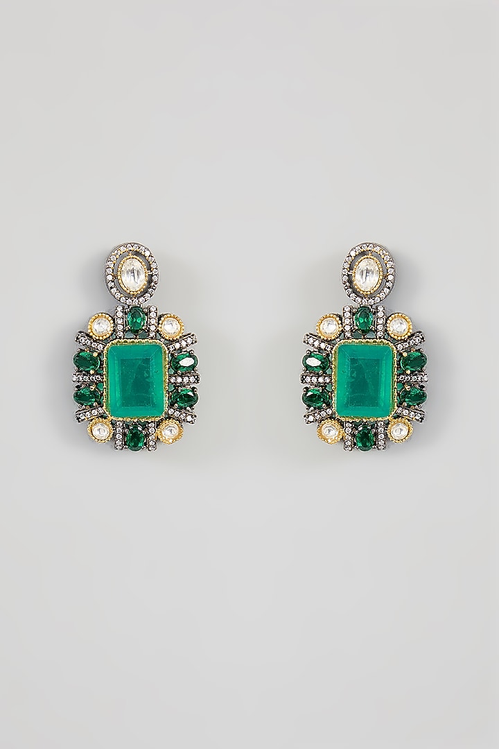 White Finish Green Zircon Necklace Set by Aura Trends at Pernia's Pop Up Shop