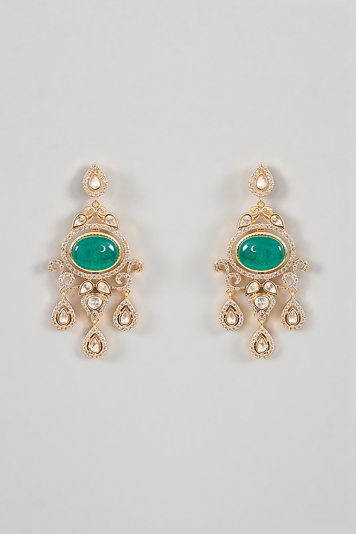 Gold Finish Kundan Polki Necklace Set by Aura Trends at Pernia's Pop Up Shop