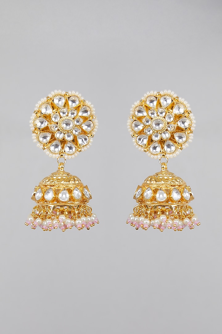 Gold Plated White Stones Kundan Necklace Set by Aura Trends at Pernia's Pop Up Shop