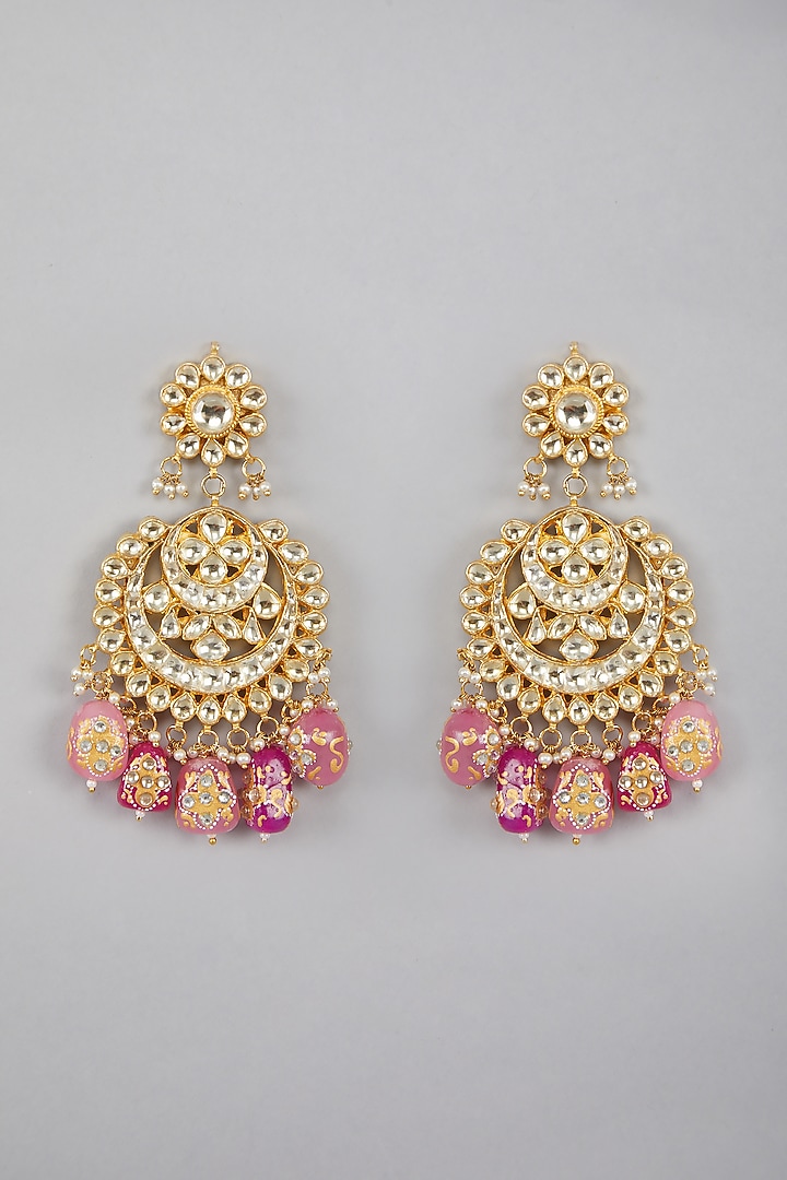 Gold Plated Kundan & Pink Stones Necklace Set by Aura Trends at Pernia's Pop Up Shop