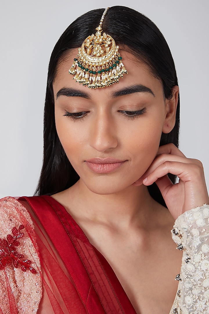 Gold Plated Chaandbaali Earrings by Auraa Trends