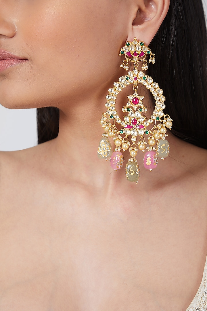 Gold Plated Kundan Studded Earrings by Auraa Trends at Pernia's Pop Up Shop