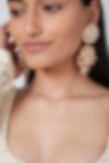Gold Plated Kundan Jhumka Earrings by Auraa Trends