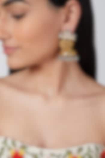 Gold Plated Studded Jhumka Earrings  by Auraa Trends