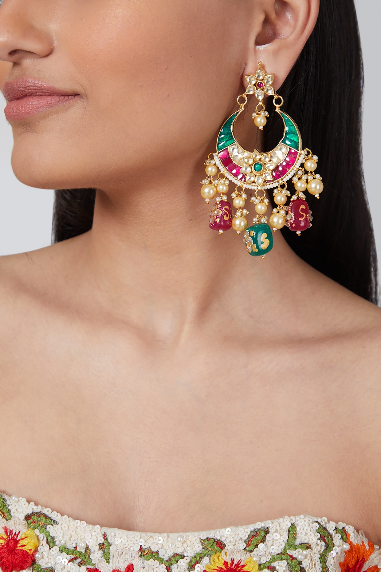 Buy Karatcart Peacock Shape Red and Green Stone Jhumki Earrings Online At  Best Price @ Tata CLiQ