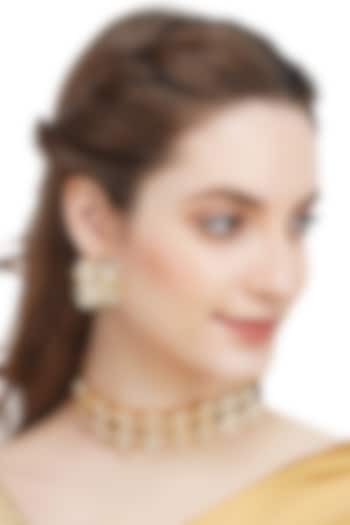 Gold Plated Kundan Polki Choker Necklace Set by Auraa Trends at Pernia's Pop Up Shop