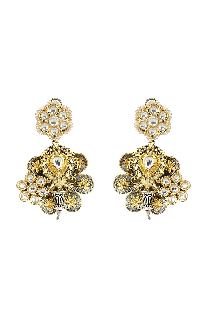 Gold Plated Kundan Polki & Pearl Earrings by Aura Trends at Pernia's Pop Up Shop