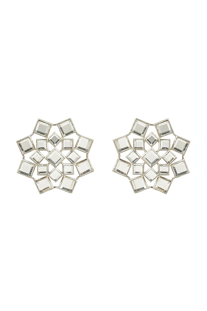 Gold Plated Stud Earrings With Glass Kundan by Aura Trends at Pernia's Pop Up Shop