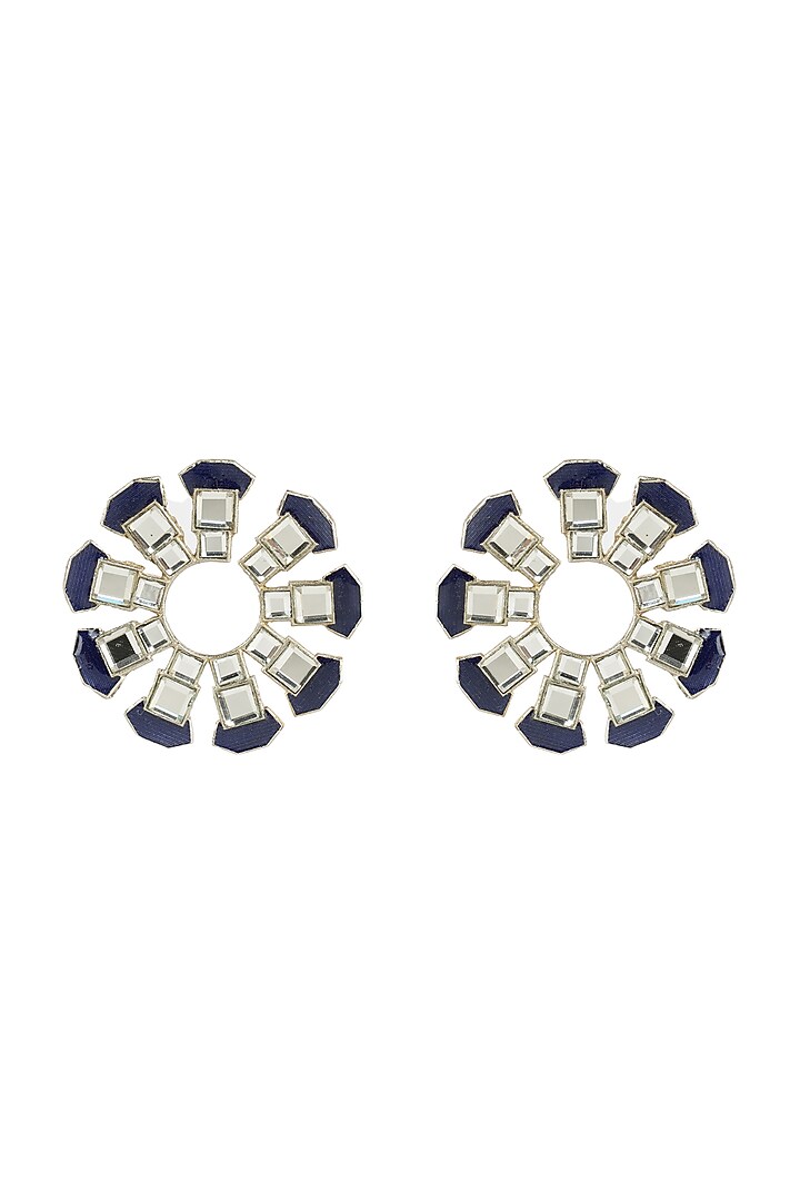 Gold Plated Blue Glass Kundan Stud Earrings by Aura Trends at Pernia's Pop Up Shop