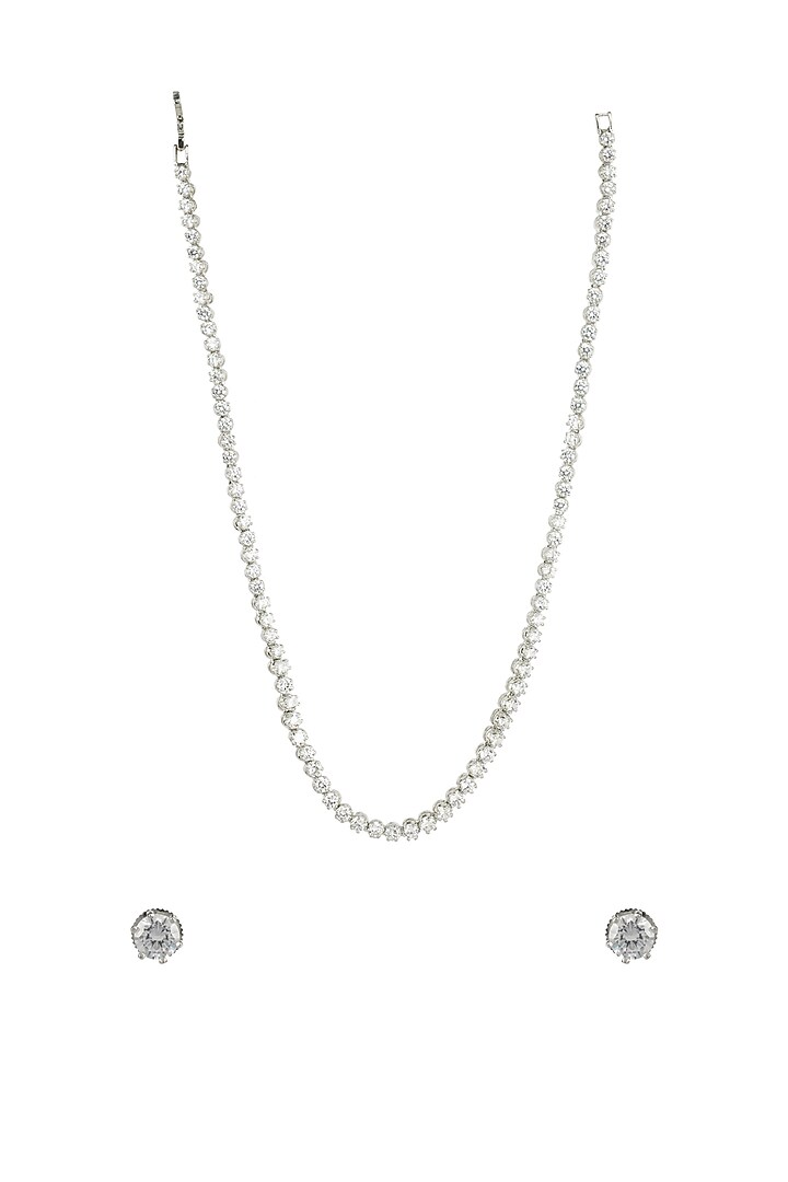 Silver Finish Diamond Necklace by Aura Trends at Pernia's Pop Up Shop