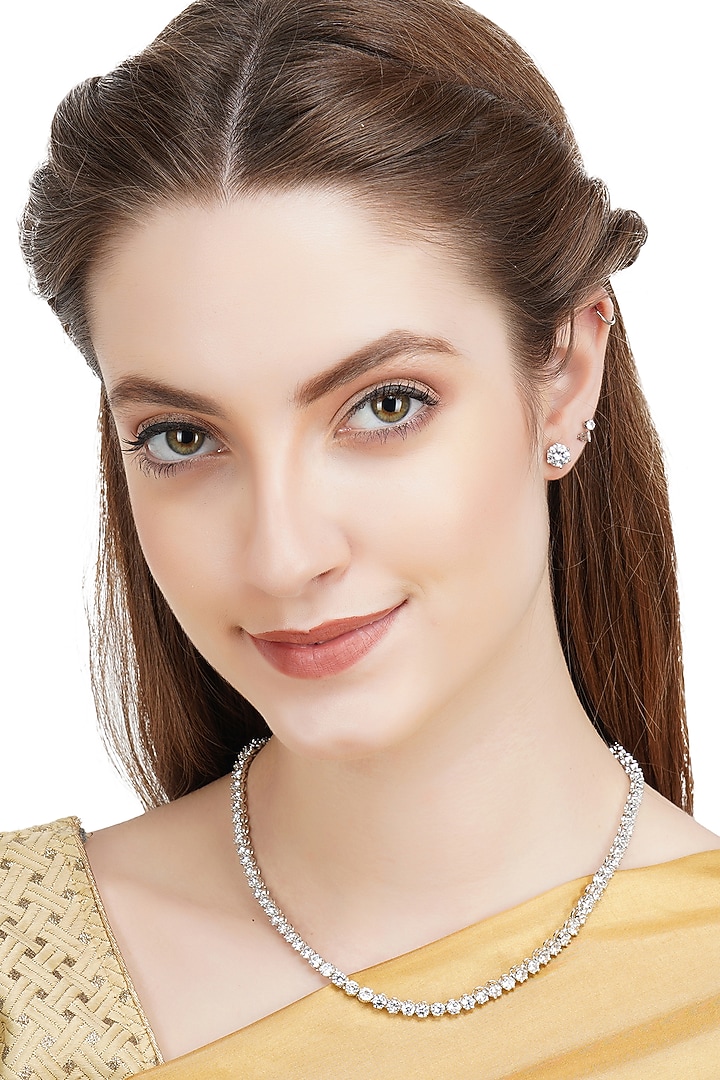Silver Finish Diamond Necklace by Aura Trends at Pernia's Pop Up Shop
