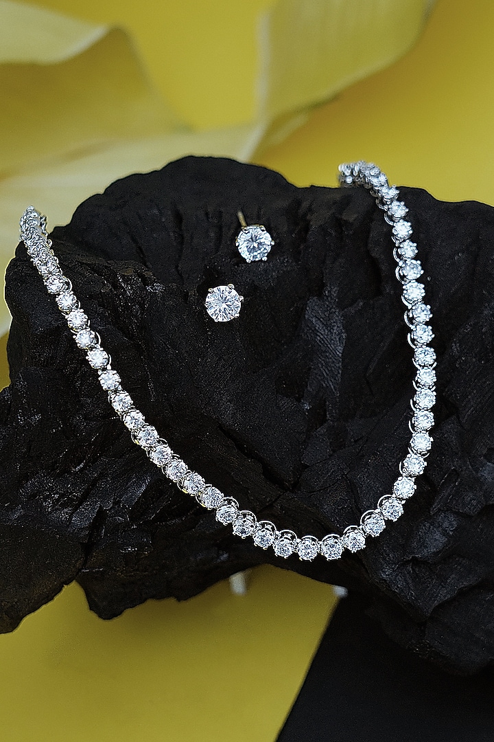Silver Finish Diamond Necklace by Aura Trends at Pernia's Pop Up Shop
