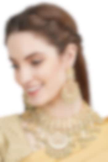 Gold Plated Necklace Set With Kundan Polki by Auraa Trends at Pernia's Pop Up Shop