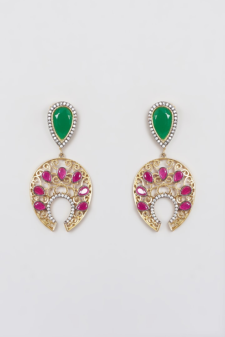 Gold Plated Kundan Polki Dangler Earrings by Aura Trends at Pernia's Pop Up Shop