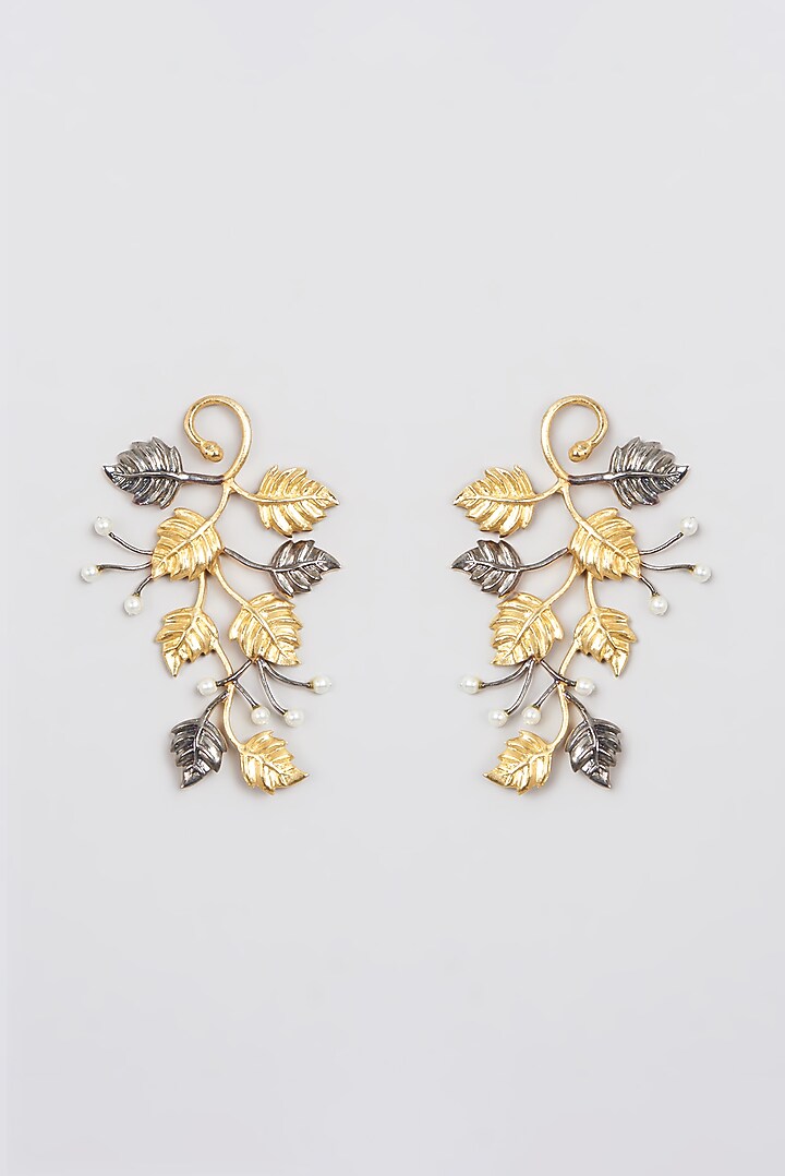 Gold Plated Pearl Dangler Earrings by Auraa Trends at Pernia's Pop Up Shop