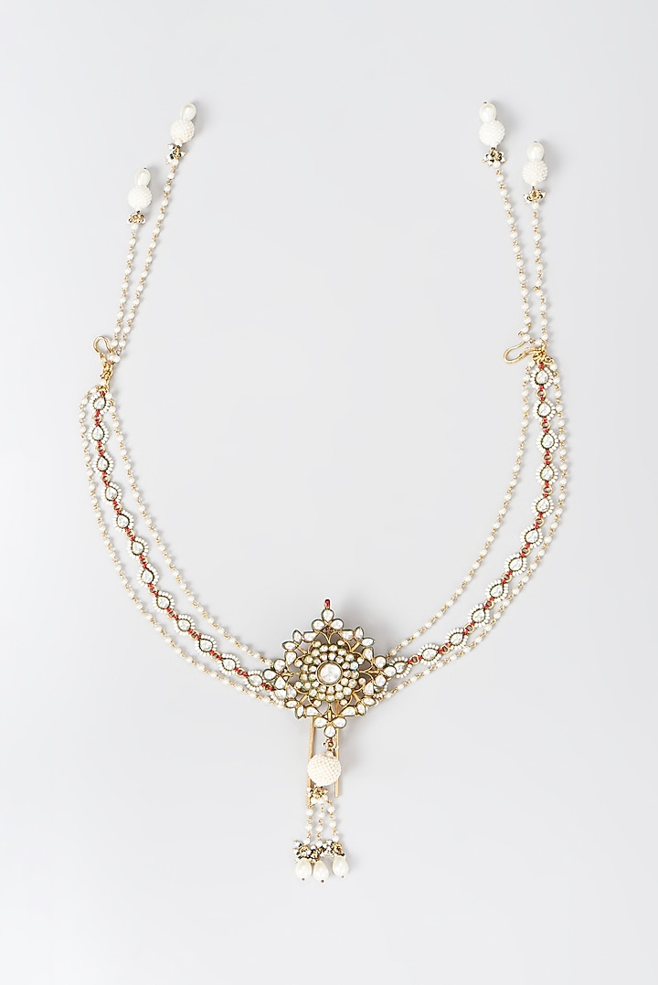 Gold Plated Kundan Polki Headgear by Aura Trends at Pernia's Pop Up Shop