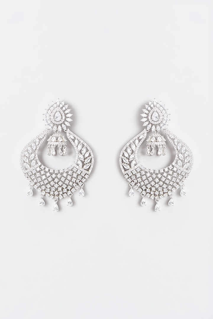 White Finish Zircon Dangler Earrings by Aura Trends at Pernia's Pop Up Shop
