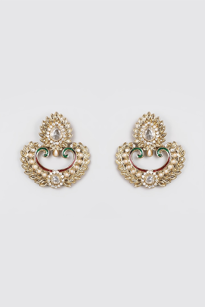 Gold Plated Kundan Polki & Pearl Dangler Earrings by Aura Trends at Pernia's Pop Up Shop