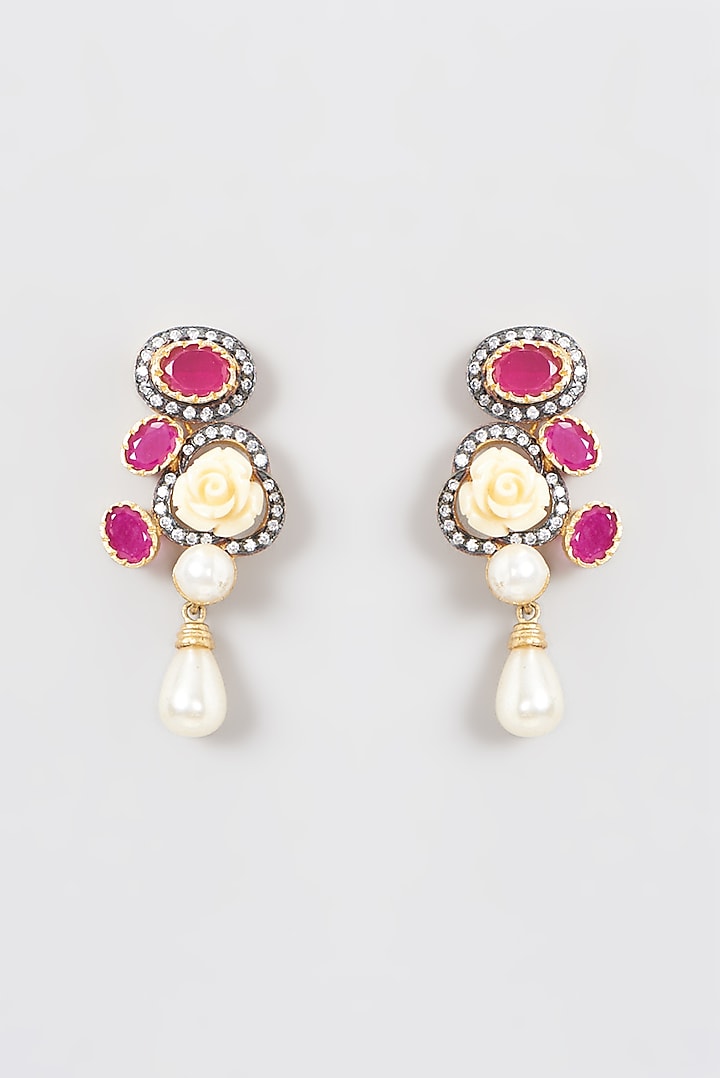Gold Plated Kundan Polki & Pearl Dangler Earrings by Aura Trends at Pernia's Pop Up Shop