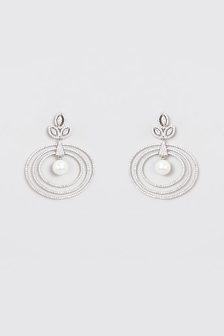 White Finish Zircon Dangler Earrings by Aura Trends at Pernia's Pop Up Shop