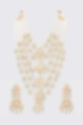 Gold Plated Kundan Polki & Pearl Long Necklace Set by Auraa Trends at Pernia's Pop Up Shop