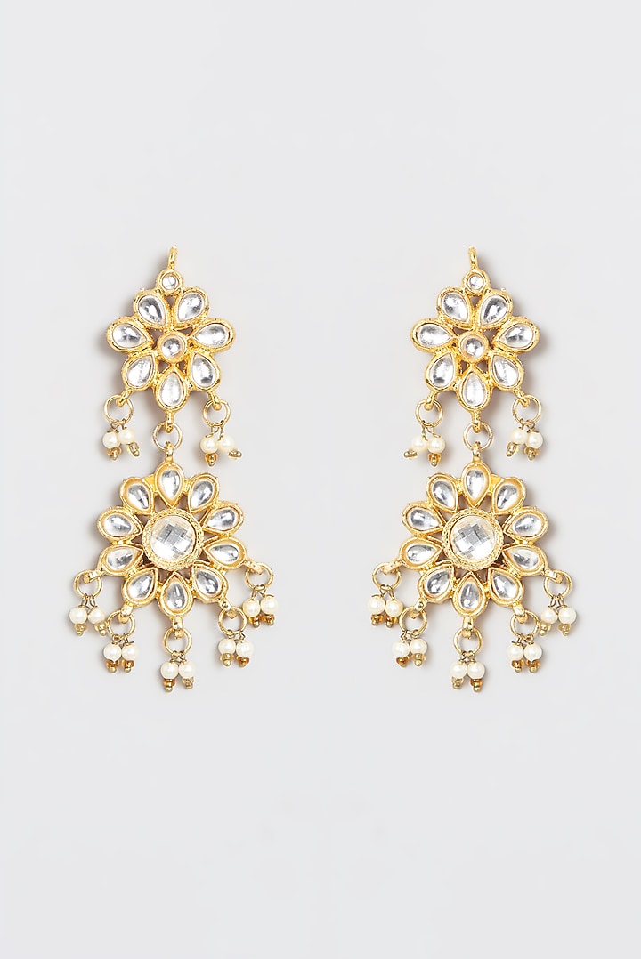 Gold Plated Kundan Polki & Pearl Long Necklace Set by Aura Trends at Pernia's Pop Up Shop