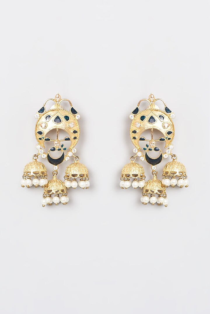 Gold Plated Kundan Polki & Pearl Dangler Earrings by Aura Trends at Pernia's Pop Up Shop