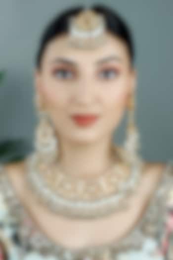 Gold Plated Kundan Choker Necklace Set by Auraa Trends at Pernia's Pop Up Shop