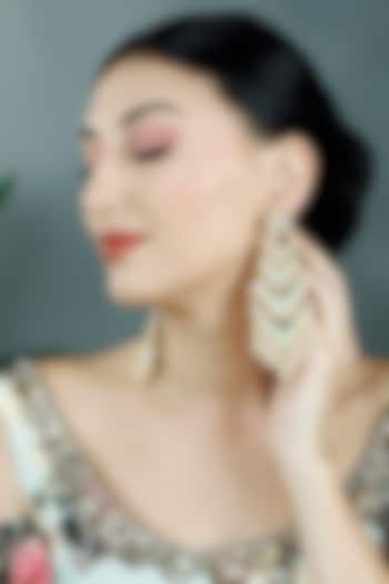 Gold Plated Kundan Polki Chandbali Earrings by Auraa Trends at Pernia's Pop Up Shop