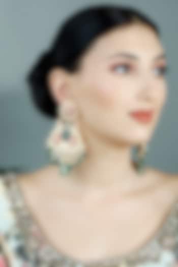 Gold Plated Kundan Polki Chandbali Earrings by Auraa Trends at Pernia's Pop Up Shop