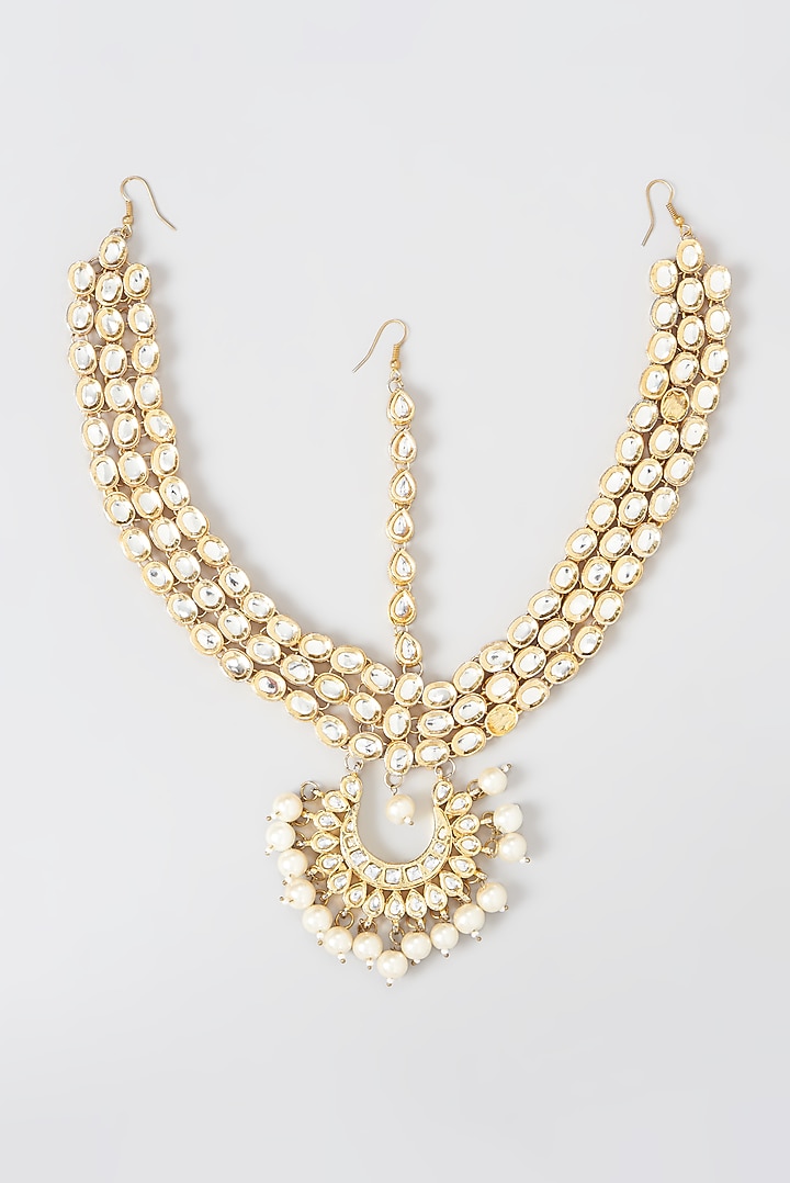 Gold Plated Kundan Polki Mathapatti by Auraa Trends at Pernia's Pop Up Shop