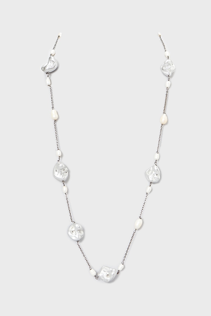 White Finish Beaded Necklace by Auraa Trends at Pernia's Pop Up Shop