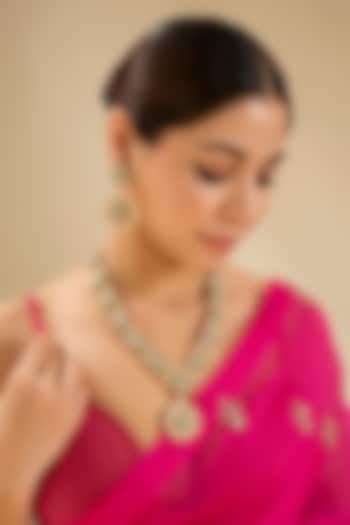 Gold Finish Kundan Polki Necklace Set by Auraa Trends at Pernia's Pop Up Shop