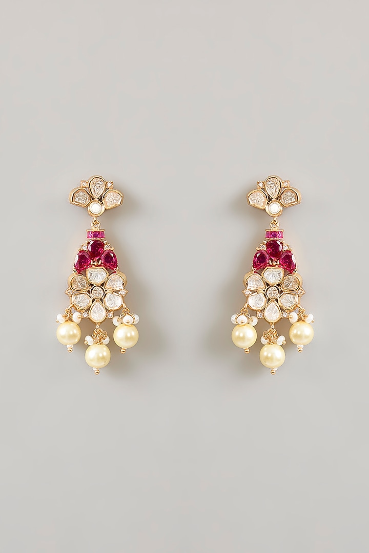 Gold Finish Kundan Polki Necklace Set by Aura Trends at Pernia's Pop Up Shop