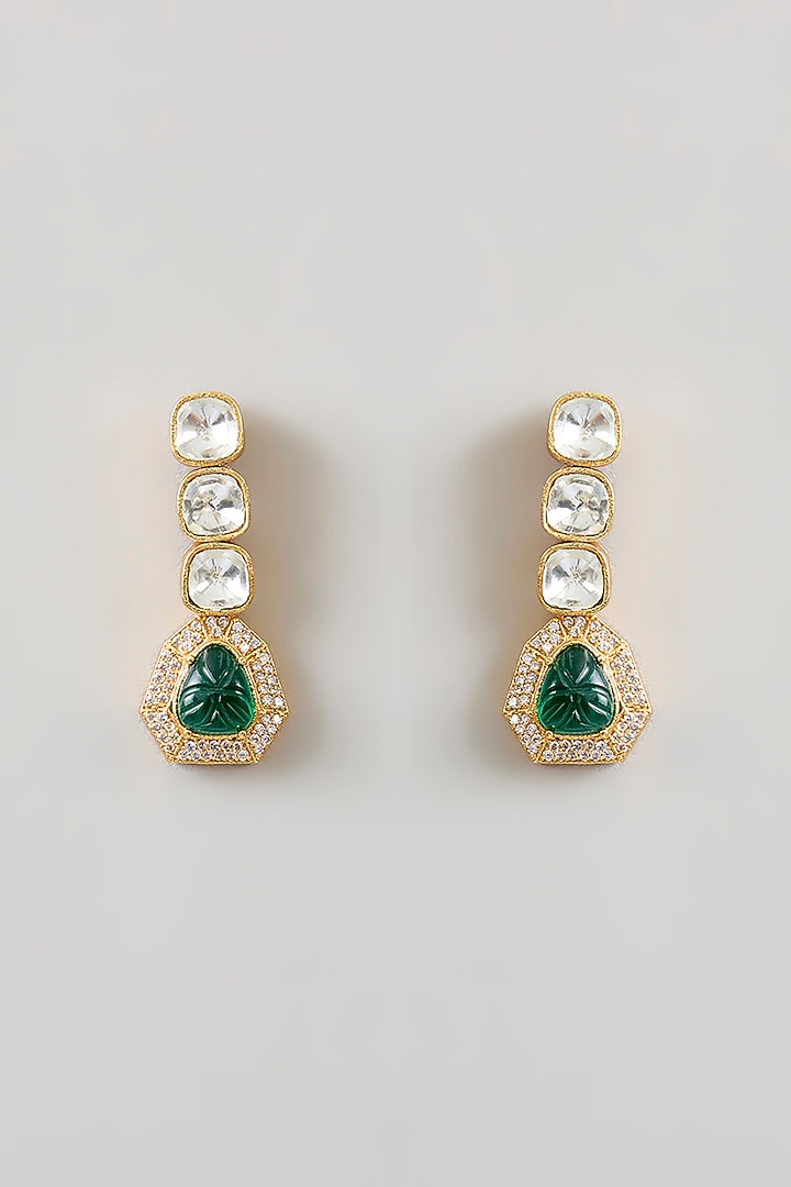 Gold Finish Kundan Polki Necklace Set by Aura Trends at Pernia's Pop Up Shop