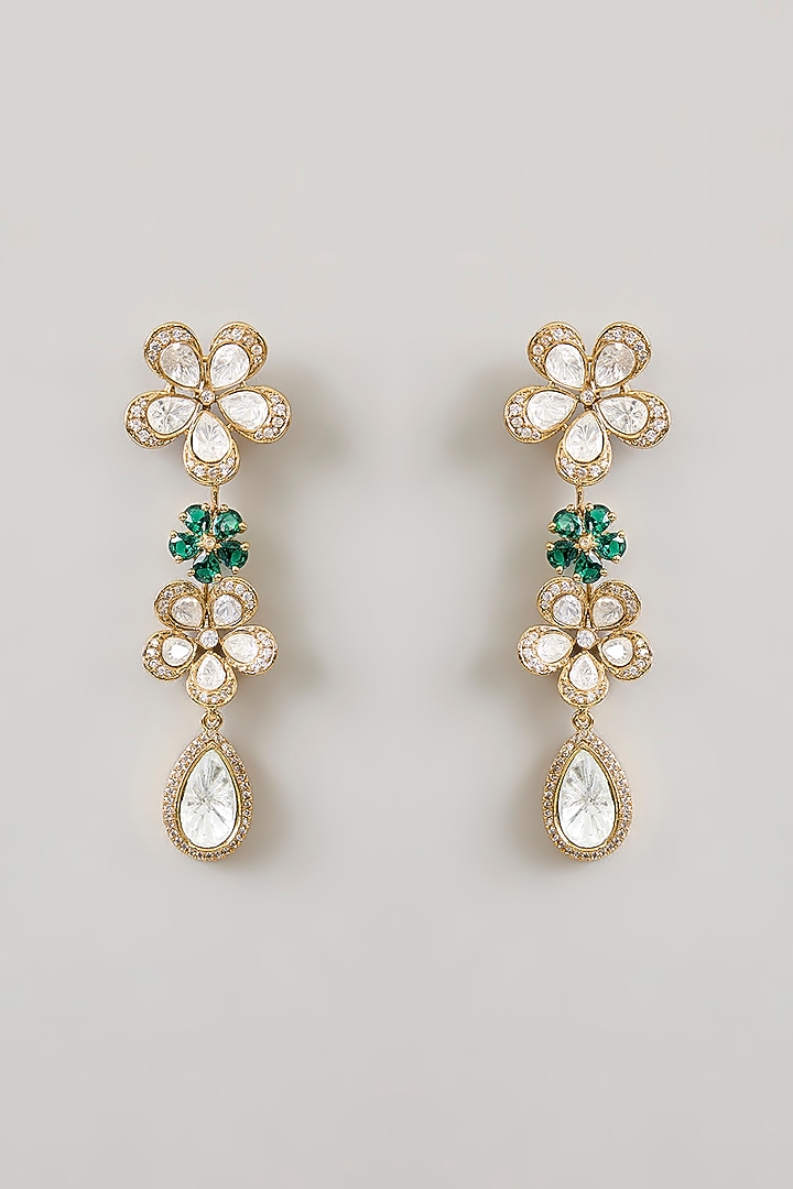 Gold Finish Kundan Polki Necklace Set by Aura Trends at Pernia's Pop Up Shop