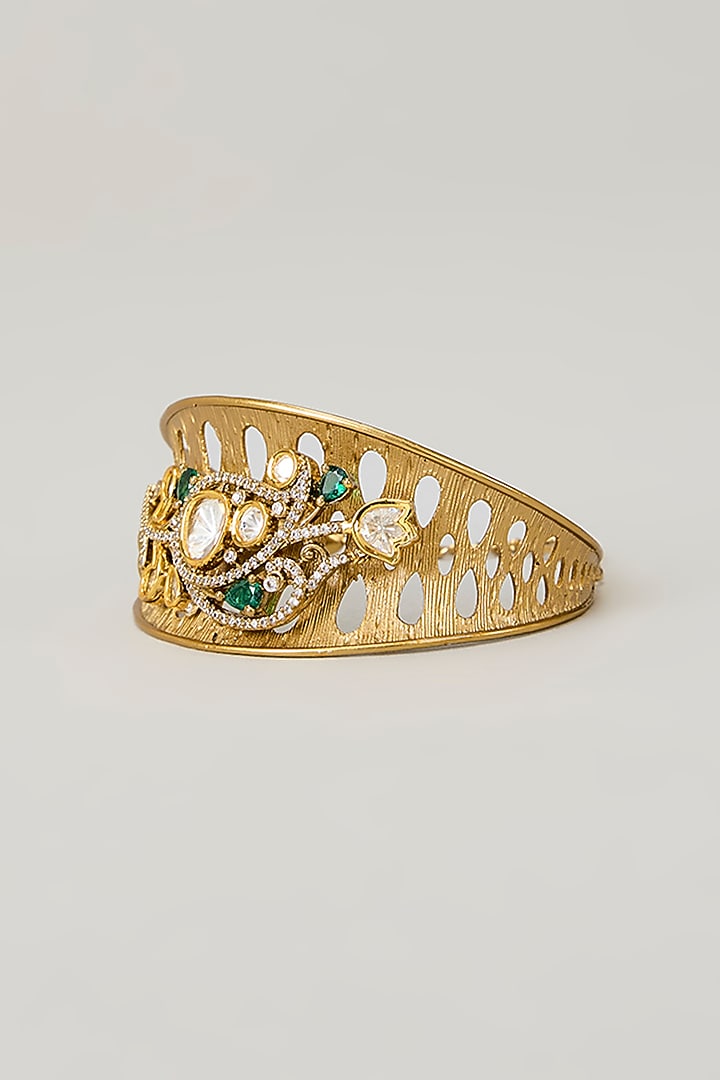 Gold Finish Kundan Polki & Diamond Bangle by Aura Trends at Pernia's Pop Up Shop