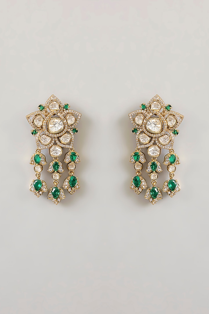 Gold Finish Kundan Polki & Diamond Necklace Set by Aura Trends at Pernia's Pop Up Shop